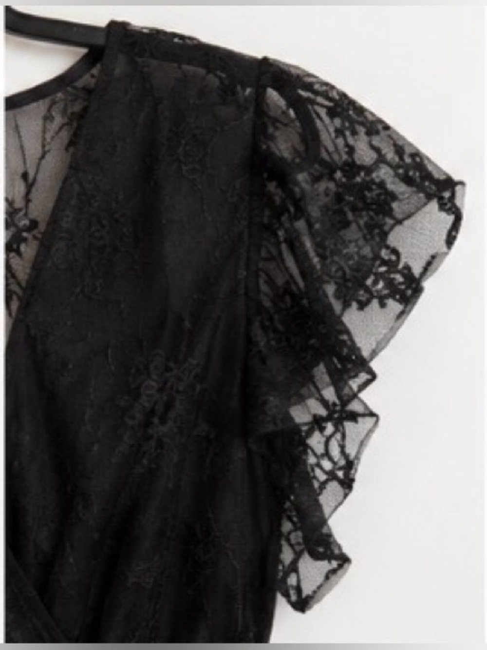 OMBRA USA Black Lace Embroidered Flutter Sleeve Midi Dress NWOT - Picture 5 of 5
